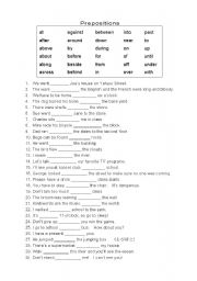 English Worksheet: Preposition