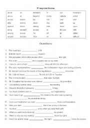 English Worksheet: Prepositions