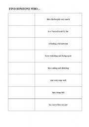 English worksheet: Find someone who present simple
