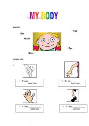 English worksheet: parts of the body