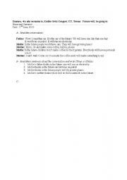 English Worksheet: Future: Will and Going to