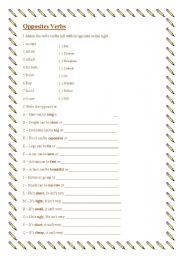 English Worksheet: Opposite verbs 