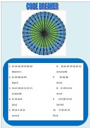 English worksheet: Code Breaker Worksheet - Elementary/ Kindergarten