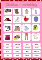 English Worksheet: CLOTHES - matching