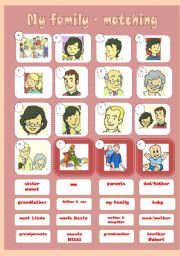 English Worksheet: MY FAMILY - matching