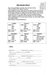 English worksheet: What Should I Wear?