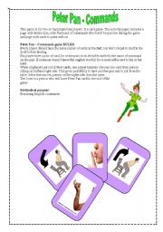 English Worksheet: Peter Pan - game with commands