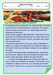 English Worksheet: healthy foods