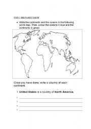 English worksheet: Great review for Science Continents and countries