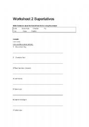 English worksheet: Superlatives worksheet