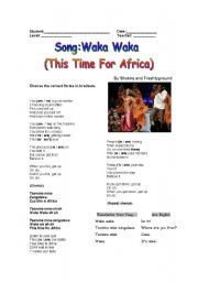 English Worksheet: Shakiras song for the World Cup in Africa