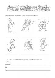 English Worksheet: Present continuous with the Simpsons