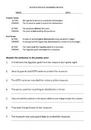 English worksheet: Active & Passive