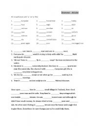English worksheet: Articles (words/phrases, sentences and passage)