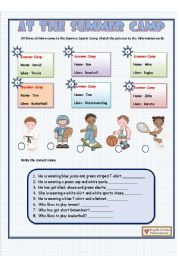 English Worksheet: Summer Sport Camp