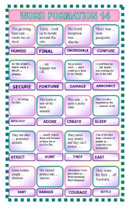 English Worksheet: Word formation 14