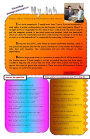 English Worksheet: Reading comprehension - My job