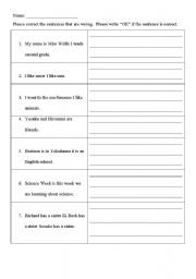 English worksheet: Correcting run-on sentences