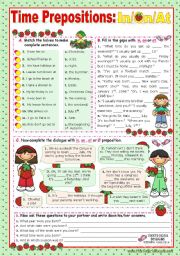 Time Prepositions:  In/ On/ At  for elementary students