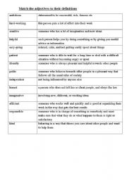English Worksheet: Personality (word list)