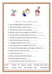 English Worksheet: Whats the Adjective? Quiz