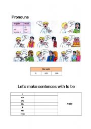 English Worksheet: to make sentences with to be