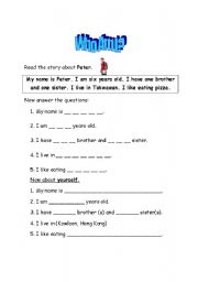 English Worksheet: Who am I?