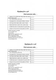 English Worksheet: Find someone who...
