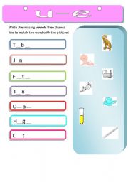 English Worksheet: Long vowel u-e