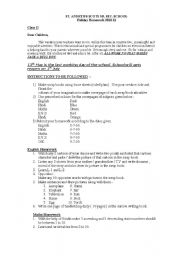 English worksheet: HoliDay Homework