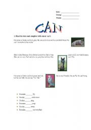 English worksheet: CAN