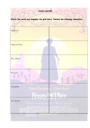 Worksheet to complete on Nanny McPhee