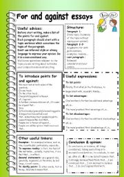 English Worksheet: For and against essays