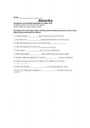 English Worksheet: Adverbs