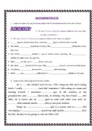 English Worksheet: present simple or present continuous