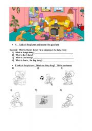 English Worksheet: The Simpson Present continuous 