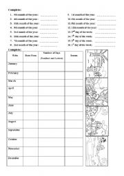 English Worksheet: Months of The Year