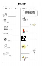 English worksheet: Classroom language