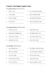 English worksheet: past simple