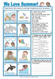 English Worksheet: We Love Summer (2)