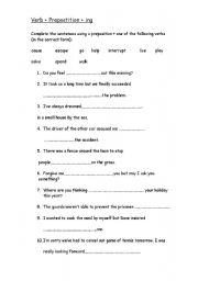 English worksheet: Preposition + verb