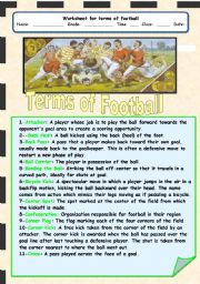 English Worksheet: football terms