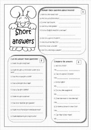 English Worksheet: Short answers