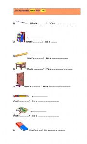 English Worksheet: this and that for young students