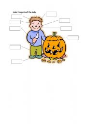 English worksheet: halloween body parts