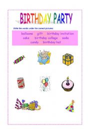 English Worksheet: Birthday Party