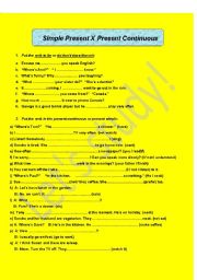 English Worksheet: Simple Present X Present Continuous
