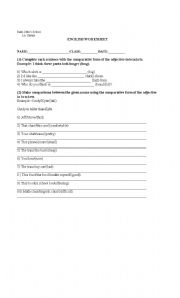 English Worksheet: comparatives