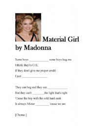 English worksheet: MATERIAL GIRL -MADONNA