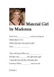 English Worksheet: MATERIAL GIRL -MADONNA